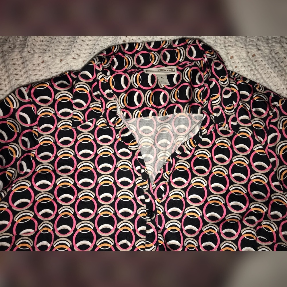 Dana Buchman 3/4 Sleeve Casual Button Down Shirt